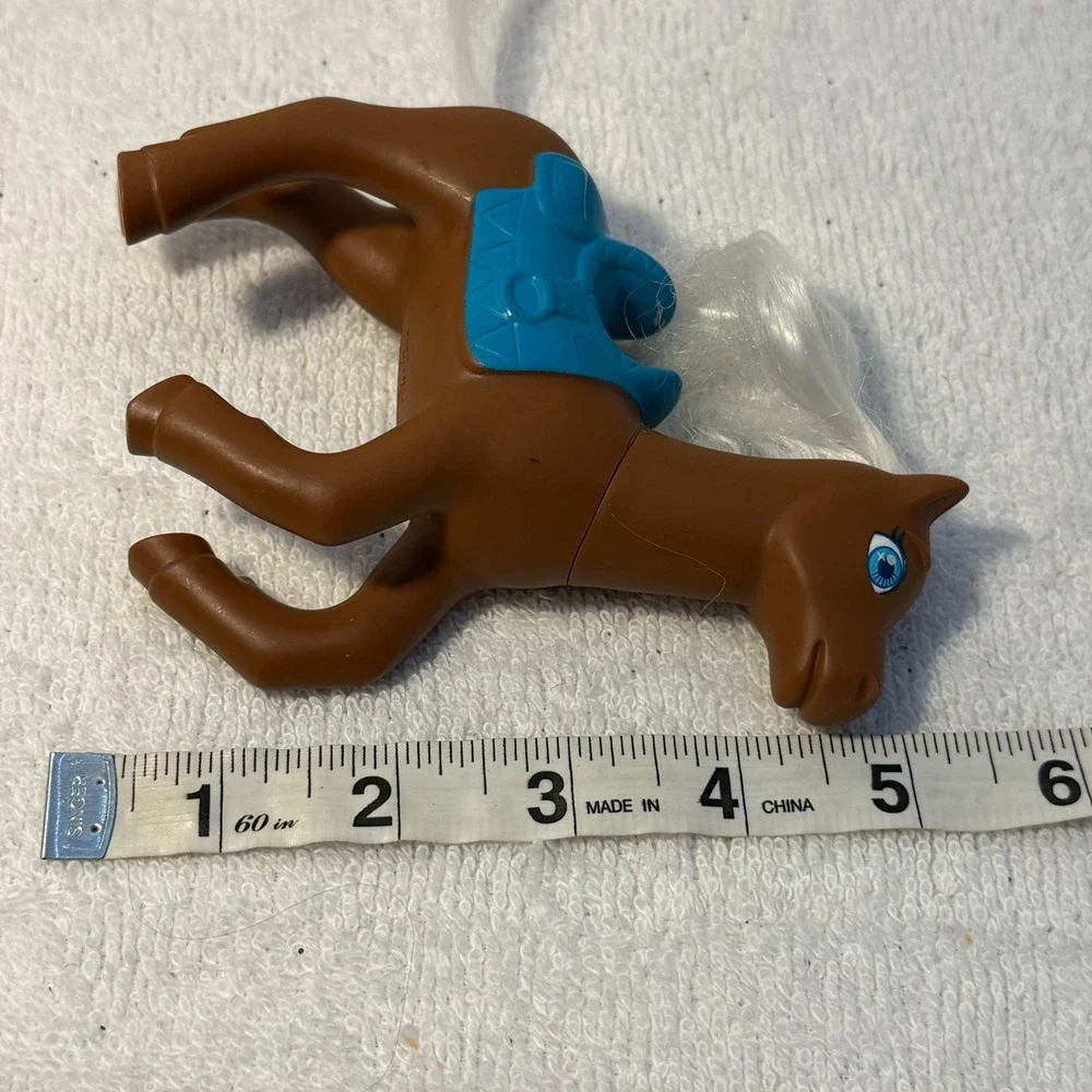 Mattel Dora the Explorer Brown Horse Figure Blue Saddle White Mane 2012 Y1989